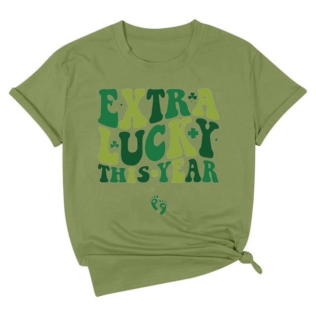 TSADFHJI Hauts pour Femmes T-Shirt Col Rond Décontracté / T-Shirt Imprimé Lettre pour Confort & Style m Vert Clair