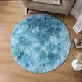 thumbnail image 2 of IR Imperial Rooms Shaggy Rug 4x4ft for Bedroom Fluffy Shag Rug Anti-Slip Living Room Washable Soft Carpet Tie Dye Teal, 2 of 12