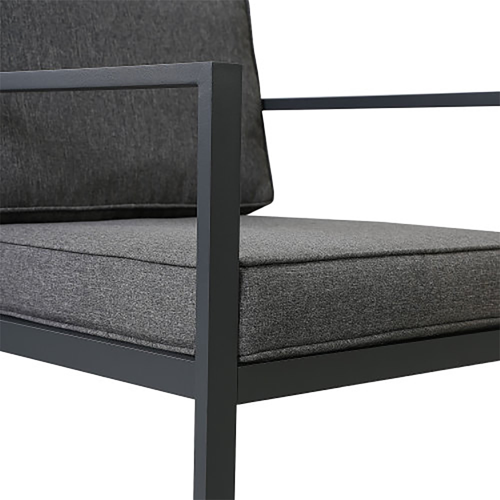 Kadyn Outdoor Patio Sofa Sectional, 5 Piece Aluminum Conversation Sofa Set with Coffee Table and Stool, Black Frame + Gray Cushions Kadyn Outdoor Patio Sofa Sectional, 5 Piece Aluminum Conversation Sofa Set with Coffee Table and Stool, Black Frame + Gray Cushions