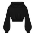 thumbnail image 4 of Penkiiy Womens Cat Ear Hoodie Sweatshirt Fall Long Sleeve Sweater Cat Cute Crop Top Hoodies Pullover Sweatshirts 4XL Black, 4 of 6