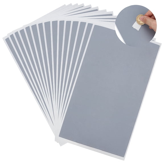 15Pcs Full Sheet Scratch Off Stickers 8.3x4.3Inch Self Adhesive DIY Rectangle Labels Gray Scratcher Stickers Scratch Off Labels