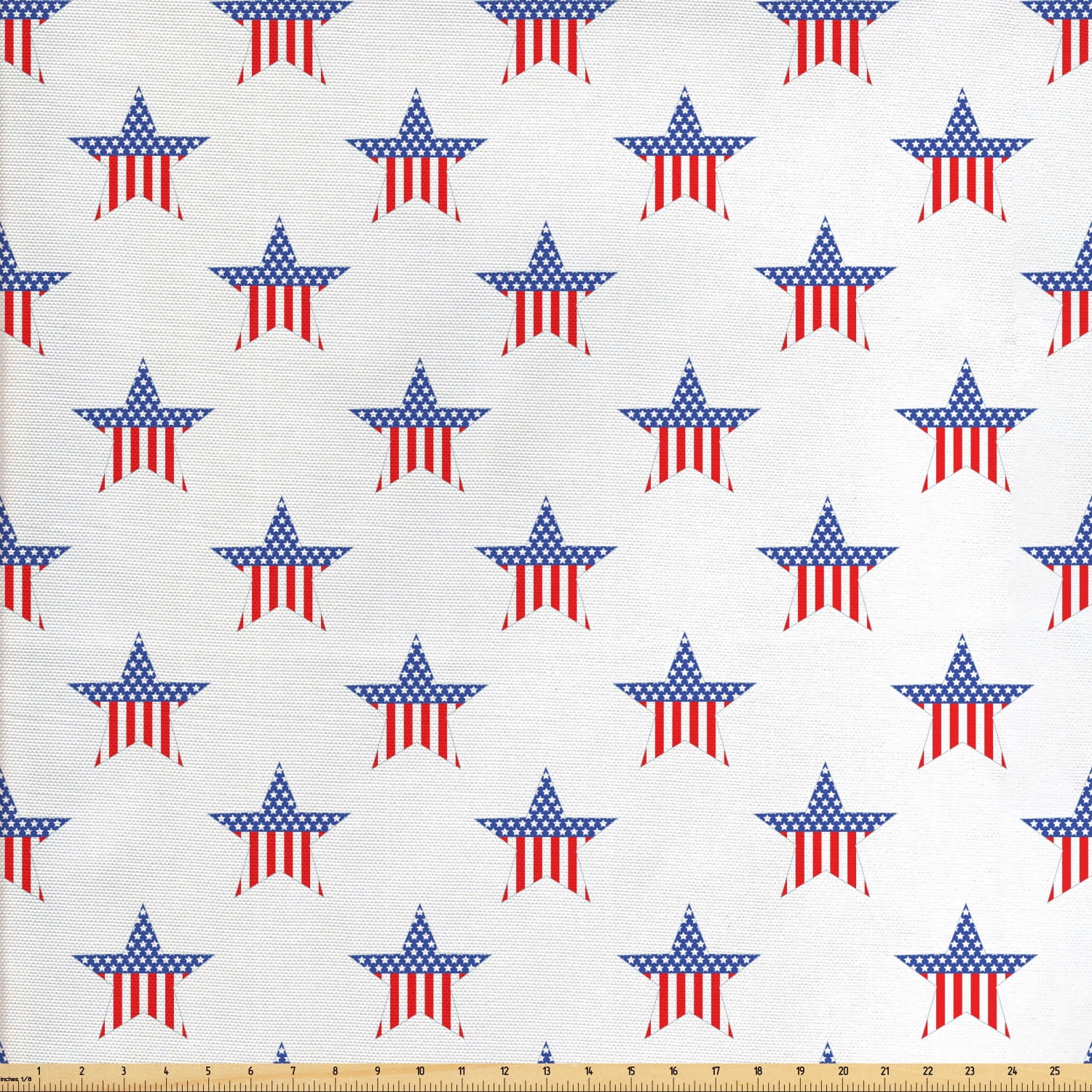 Fourth of July Fabric by The Yard, Repeating Pattern of Striped Star
