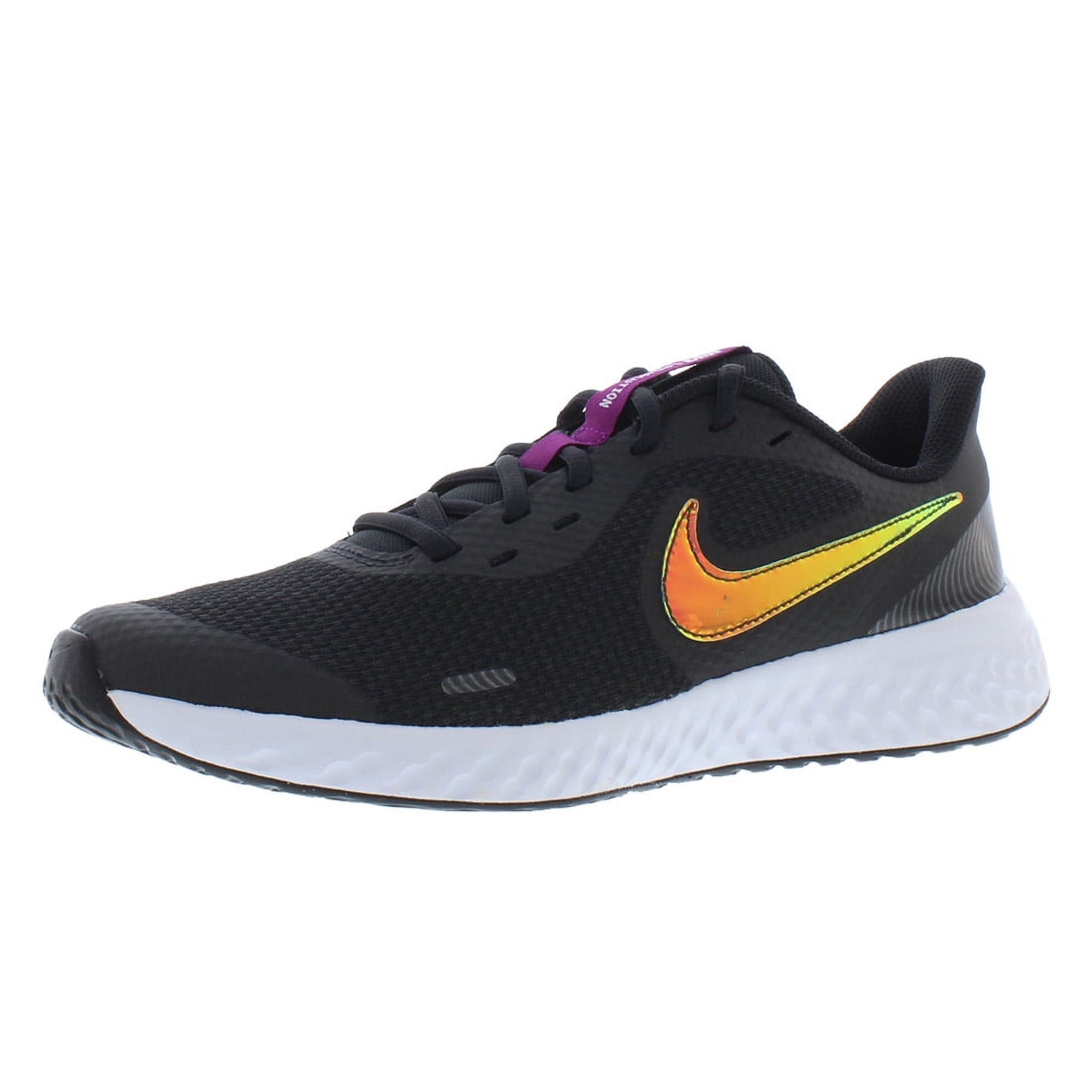 Nike Revolution 5 Power Girls Shoes Size 7, Color: Black/White