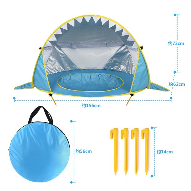 Tienda de campa?a Pop Up Baby Beach con piscina, tienda portátil Shark Sun Shelter con protección Upf Uv 50+ para ni?os peque?os de 3 a 72 meses Auspicioso ZefeiWu 1327533453042