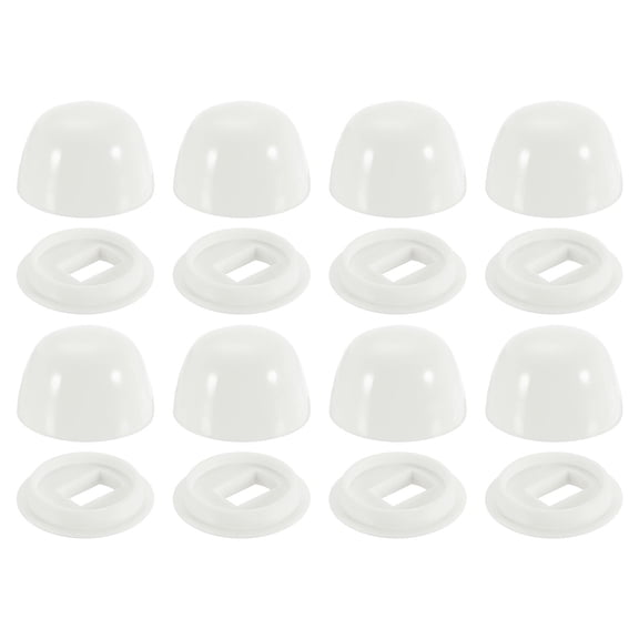 8Pcs Toilet Bolt Caps, 21mm/0.83" Plastic Push-On Toilet Seat Floor Bolts Caps, Universal Floor Bolts Caps with Washers, White