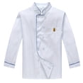thumbnail image 1 of LEEYNEER Men‘s Chef Coat  Formal Long Sleeve Double Breasted Stand Collar Striped Coat For Kitchen Baking Chef Works In Restaurant, 1 of 3