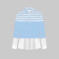 thumbnail image 3 of qafoshin Womens Blouses Button-Up Turn Down Collar Long Sleeve Summer Tops Loose Striped Printed Shirts, 3 of 5
