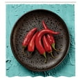 thumbnail image 2 of Ambesonne Mexican Shower Curtain, Red Hot Peppers on Rustic, 69"Wx84"L, Ruby Seafoam Dark Grey, 2 of 4