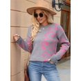 thumbnail image 6 of Women Long Sleeve Sweater Fall Casual Crew Neck Knit Tops Leopard Print Cute Loose Pullover Jumper Grey S, 6 of 8