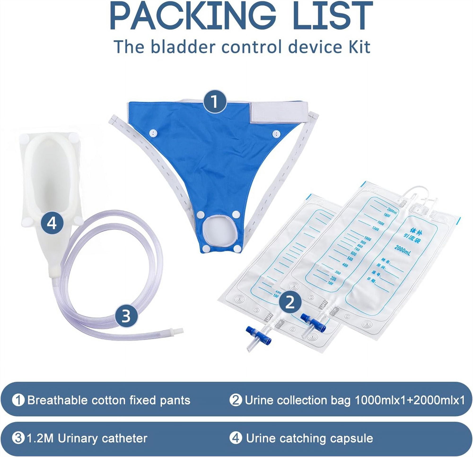 Duslogis Wearable Urine Pot for Men Elderly, Silicone Ventilated Urine Collector, Reusable Urine Bag Collector, Portable Urine Collection Bag for Elderly Men Blue