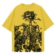 thumbnail image 4 of FAOWME Women Man Halloween T Shirt Round Neck Half Sleeve Skeleton Print Plus Size Comfortable Stylish Tee Tops For Casual Daily Wear,Yellow,Xxxl, 4 of 4