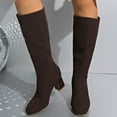 thumbnail image 2 of Brown Ladies Mid-Calf Boots With Round Toe And Thick Heel For Supportive Fit, 2 of 7