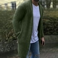 thumbnail image 5 of jsaierl Mens Cardigan Sweater Long Sleeve Knit Sweater Solid Casual Open Front Soft Mid-Length Sweater Jacket Top with Pockets, 5 of 9