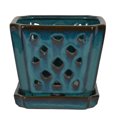 thumbnail image 6 of W&W Orchid Pot with Holes and Saucer for Orchid Repotting and Better Grow,Teal, 7 inches, 6 of 7