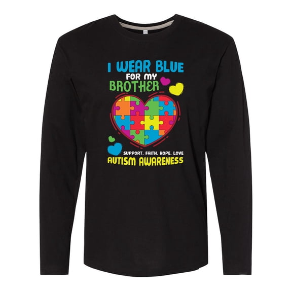Inktastic I Wear Blue for my Brother Autism Awareness Long Sleeve T-Shirt