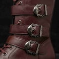thumbnail image 3 of Men's Vintage Boots -Tall Boots with Skull Buckle Straps, Metal Toe Cap & Lace-Up Design, Brown & Black, 3 of 6