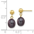 thumbnail image 3 of Primal Gold 14 Karat Yellow Gold 7-8mm Black Rice Freshwater Cultured Pearl Dangle Post Earrings, 3 of 5