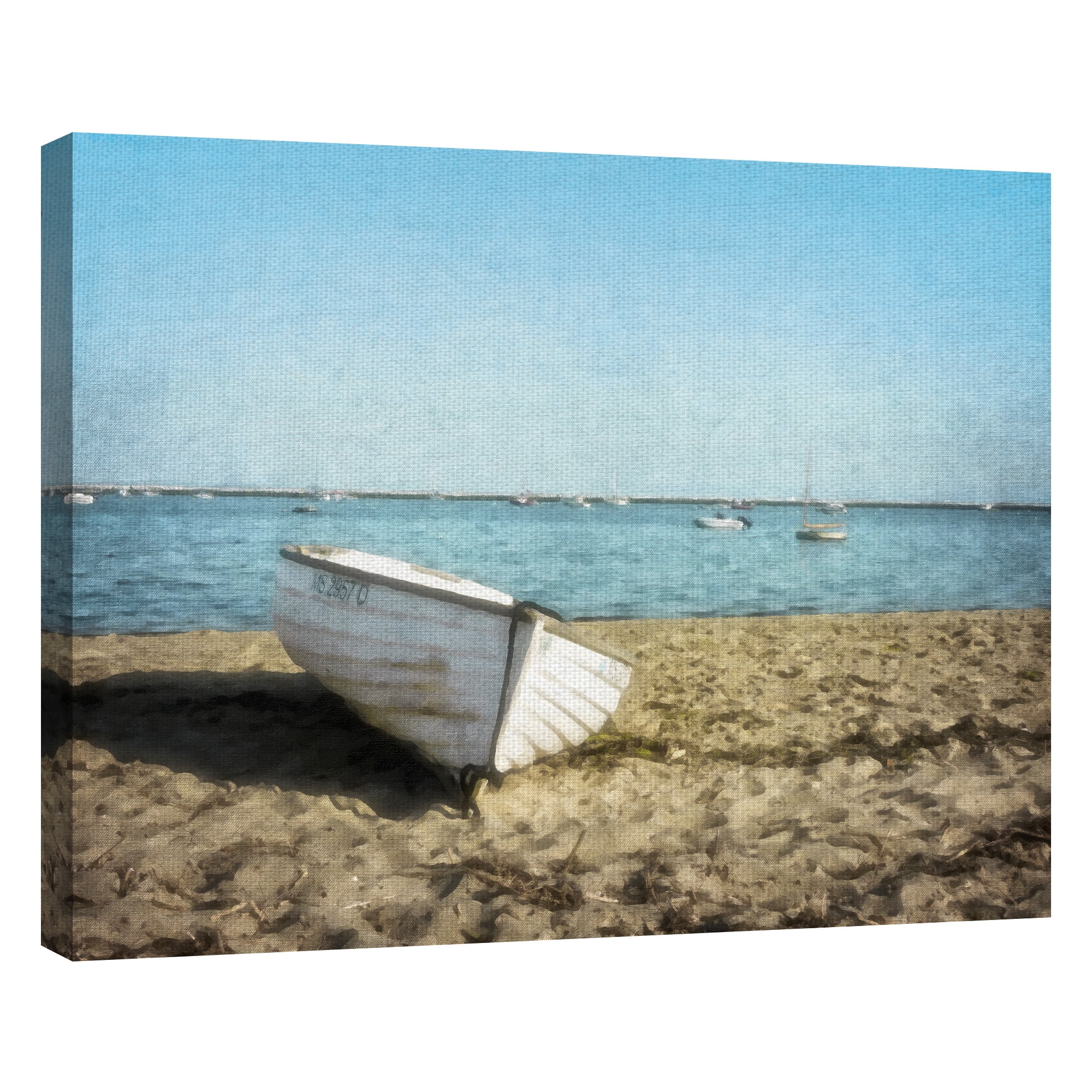 Masterpiece Art Gallery Row Boat In Aqua by Graff-tee Studio Canvas Art Print 22" x 28"