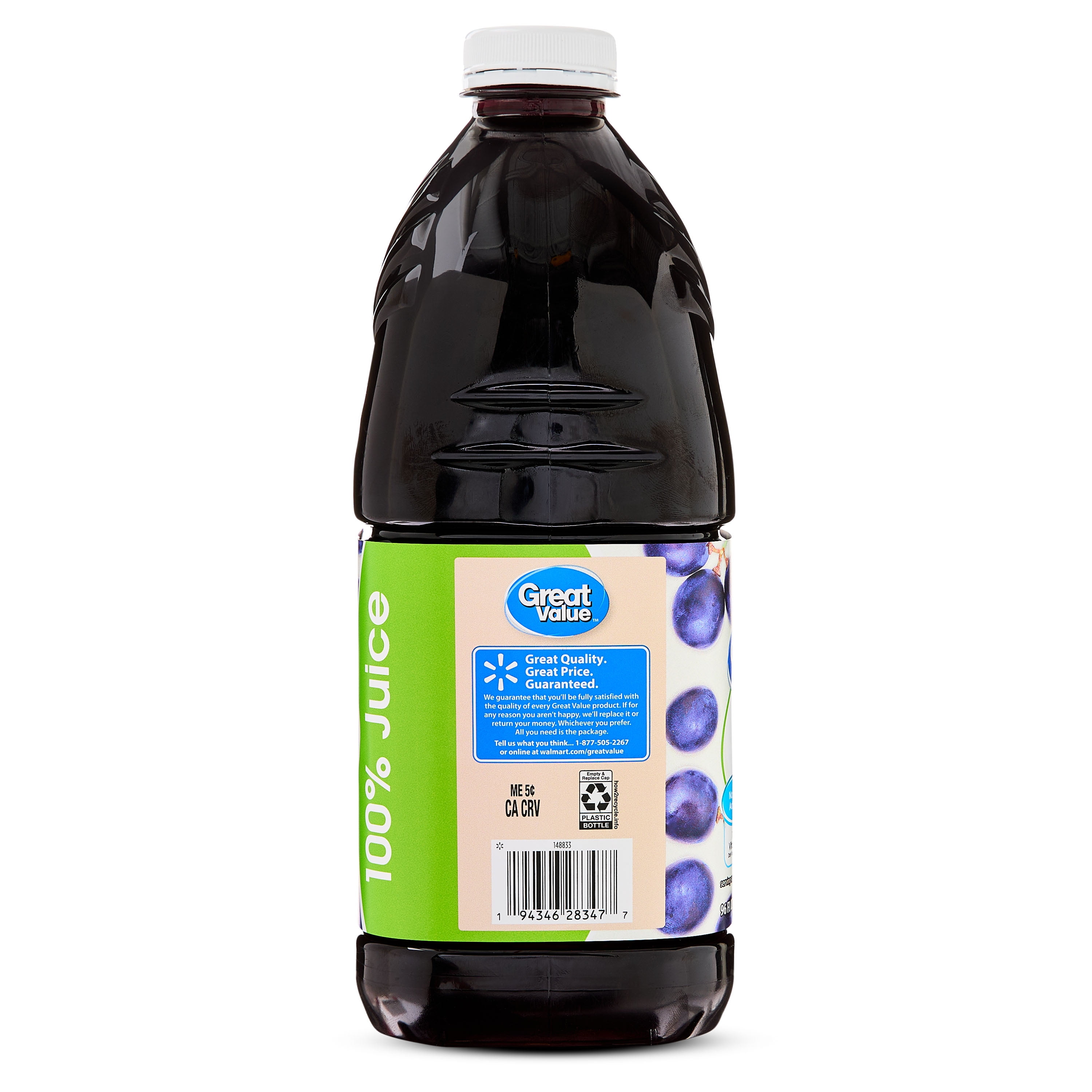 Great Value 100% Grape Juice Concord Grape, 96 fl oz