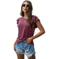 thumbnail image 5 of JWD Summer Ruffle Short Sleeve Knit Tunic Tops Shirts Tank Tee Blouse For Women, 5 of 8