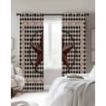 thumbnail image 2 of Blackout Curtains for Bedroom, Farm Plaid Room Darkening Window Drapes for Living Room, West Texas Star Rustic Farmhouse Black Brown Thermal Insulated Grommet Curtains, 42x63 inch, 2 Panels, 2 of 9