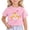 Pink, variant on YAYUBA Kid T Shirts Girls Solid Color Crewneck Back To School Short Sleeve T Shirts Trendy Vacation Tops Preppy Tee for Toddler & Kids, 6-7 Years, Black