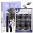 thumbnail image 1 of pestañas falsas Z'LRAQI BEAUTY Juego de pestañas postizas individuales Kit de grupos de pestañas Pestañas postizas Pestañas de aspecto natural con unión de pestañas y sello y pinzas de pestañas Kit de, 1 of 8