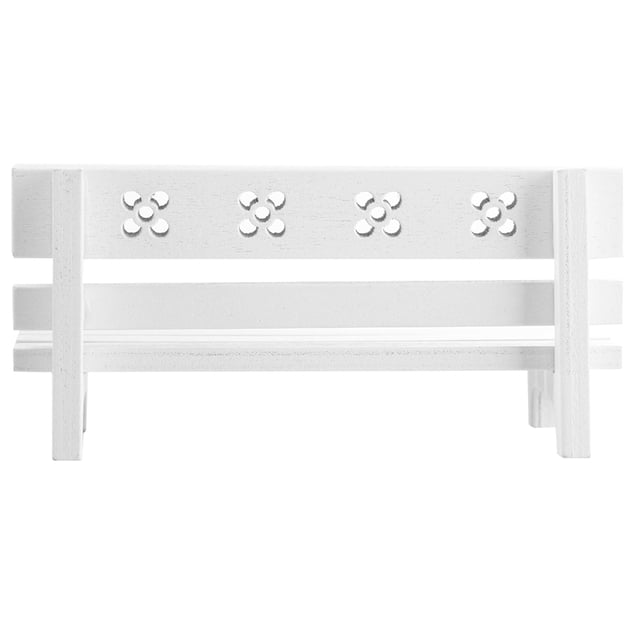 Banco de Casa de Muñecas Jadeshay Mini Banco de Madera 1:12 Blanco