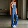thumbnail image 5 of Casual Wide Leg Overalls for Women, Loose Fit Sleeveless Jumpsuits, Buckle Up Wide Leg Jumpsuit, Denim Bib Baggy Barrel Jeans Y2k Denim Boyfriend Harem Pants, Summer Fall Outfits,BlueXXL, 5 of 6