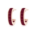 thumbnail image 2 of Angara Natural Channel-Set 1.32 ct Ruby Huggie Hoop Earrings in 14K Rose Gold for Women – July Birthstone Jewelry | Square Shaped Ruby Hoop Earrings, 2 of 9