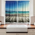 thumbnail image 2 of Ambesonne Rustic Kitchen Curtains, Weathered Beach Waves Scene, 55"x45", Sea Blue Umber and Dusk, 2 of 3