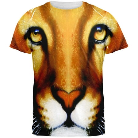 Lion Face - Mountain Lion Cougar Face All Over Adult T-Shirt