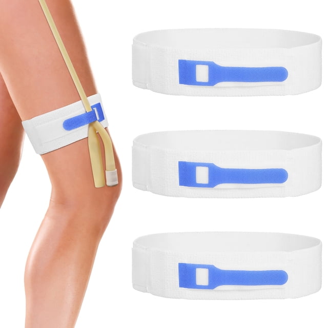 EcoNesxp Sangle de Fixation de Cathéter Réglable 3 Pcs Blanc et Bleu Sangle de Fixation de Sac d'Urine de Haute Qualité