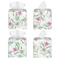 thumbnail image 2 of Sikiie Lilies Flowers Leather Tissue Box Cover Square, tissue box holder, Tissue Box with Bottom Belt-5.2”x5.2”x5.2”, 2 of 7