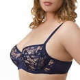 thumbnail image 2 of Underwire Sheer Lace Bra Plus Size Lingerie Comfort Fit 32 34 36 38 40 42 B C D E F G H I ( 34F/DDD, Navy), 2 of 3