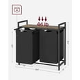thumbnail image 7 of 46L Laundry Hamper with Shelf Laundry Basket Laundry Sorter with 2 Pull-Out and Removable Bags Shelf Rustic Brown and Black, 7 of 7