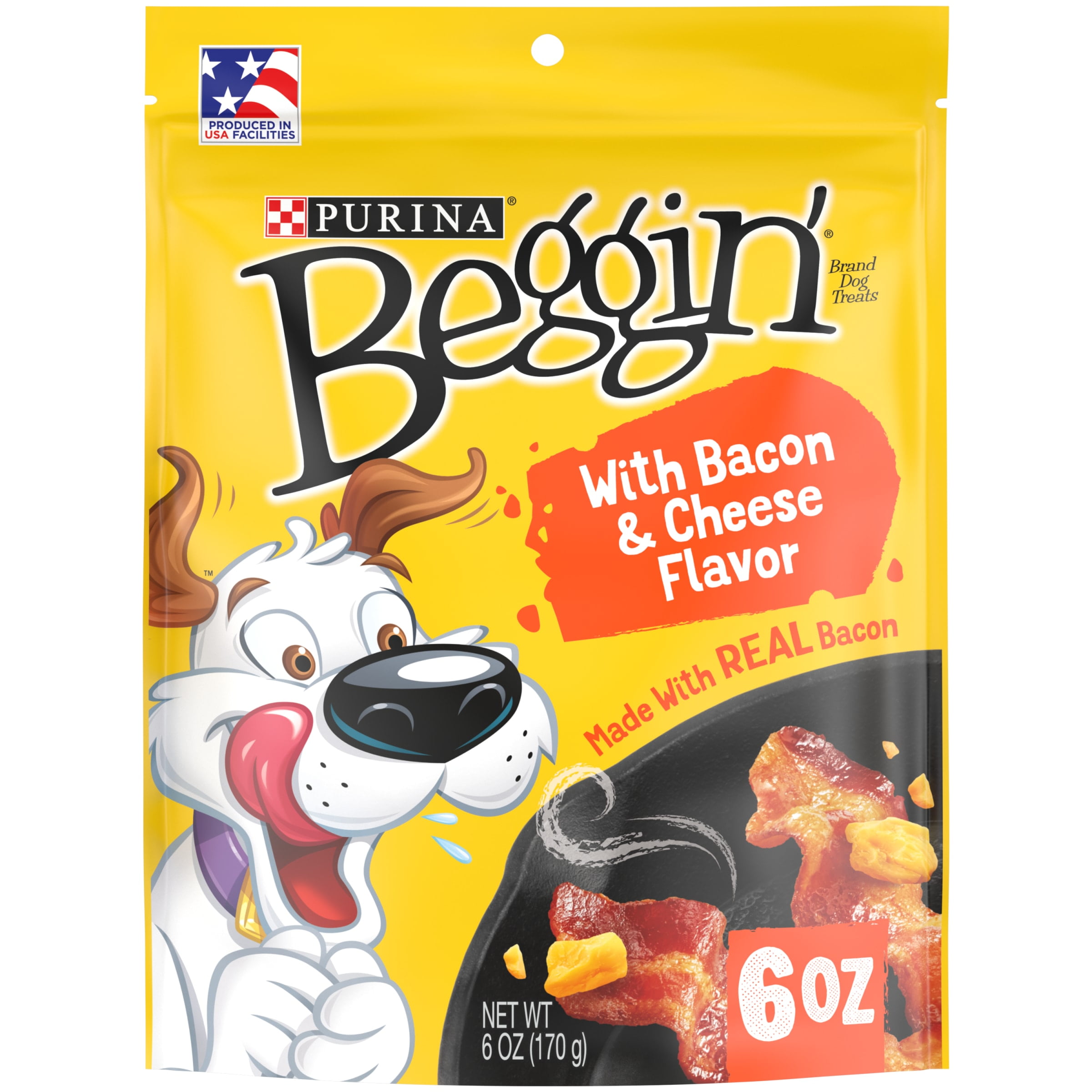 Purina Beggin' Real Meat Bacon & Cheese Treats for Dogs, 6 oz Pouch
