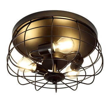 Flush Mount Ceiling Light Farmhouse E26 Industrial Retro Metal Cage Vintage Iron Lights Suit For Porch Hallway Stairway Dining Room Bulb Not Included Com Flush Mount Ceiling Light Farmhouse E26, Hunter Osbourne Ceiling Fan