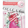 thumbnail image 5 of Valentines Day Pink Shower Curtains for Bathroom Heart Fabric Shower Curtain with Hooks, Eucalyptus Leaves Shower Curtain Set, Romantic Bathroom Curtains Decoration, Waterproof Polyester, 72"x84" Long, 5 of 6