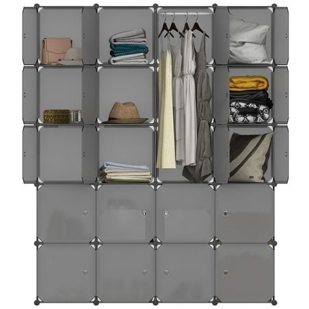 Langria 20 Cube Organizer Stackable Plastic Storage Shelves Langria 20 Cube Organizer Stackable Plastic Storage Shelves Design Multifunctional Modular Closet Cabinet With Hanging