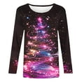 thumbnail image 4 of Mifsaly Women's Christmas Shirts Plus Size Long Sleeve Tops Pullover Xmas Tree Print Crewneck Loose T-Shirts Festival Party Funny Blouse 2025 Holiday Clothing, 4 of 9