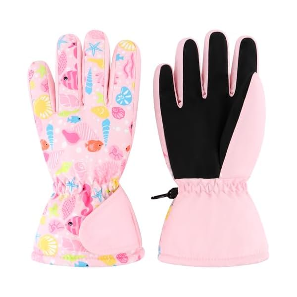 wonima44 Duoyeree Kids Waterproof Ski Gloves Warm 5-Fingered Winter Accessories for Boys & Girls Aged 4-13.
