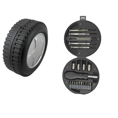 

Dependable Industries Multi 20 Piece Tool Gift Set in Tire Shape Case Ideal for Home and Auto Promotional Novelty Socket Screwdriver Precision Kit