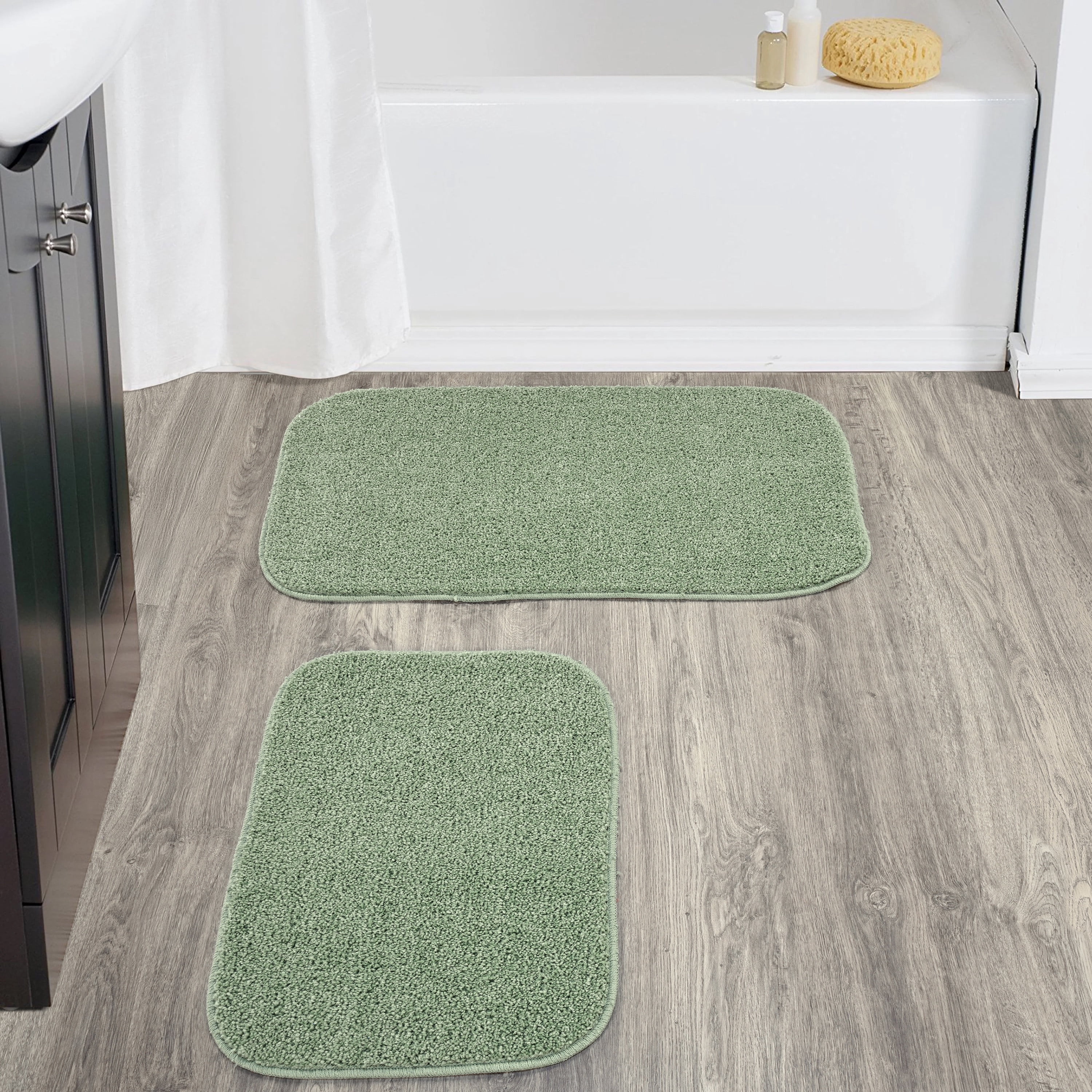 Garland Rug Sedona Washable Bath Rug Set, 2 Piece (21"x34" & 17"x24") Deep Fern
