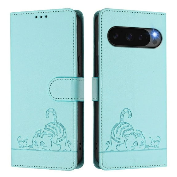 Flip case for GANGXUN Google Pixel 10 Pro 5G Wallet Case with Kickstand, Card Slots, RFID Block, Cat Design