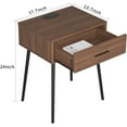 thumbnail image 2 of Mid-Century Nightstand (Set of Two) with Charging Station, Modern Side Table, and Single Drawer, 2 of 5
