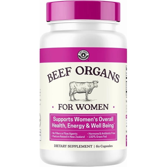 Left Coast Performance Beef Organ Supplement for Women, Unflavored, 60 Capsules