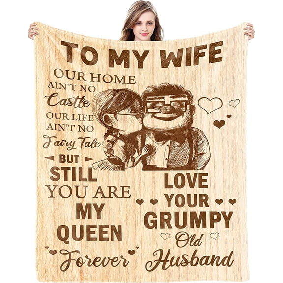 LHSHID Gift for Wife from Husband to My Wife Blanket Wedding Anniversary Romantic Gifts for Wife Birthday Christmas Valentine''s Mother''s Day Healing Thoughts Blanket Presents for Her 30x40in