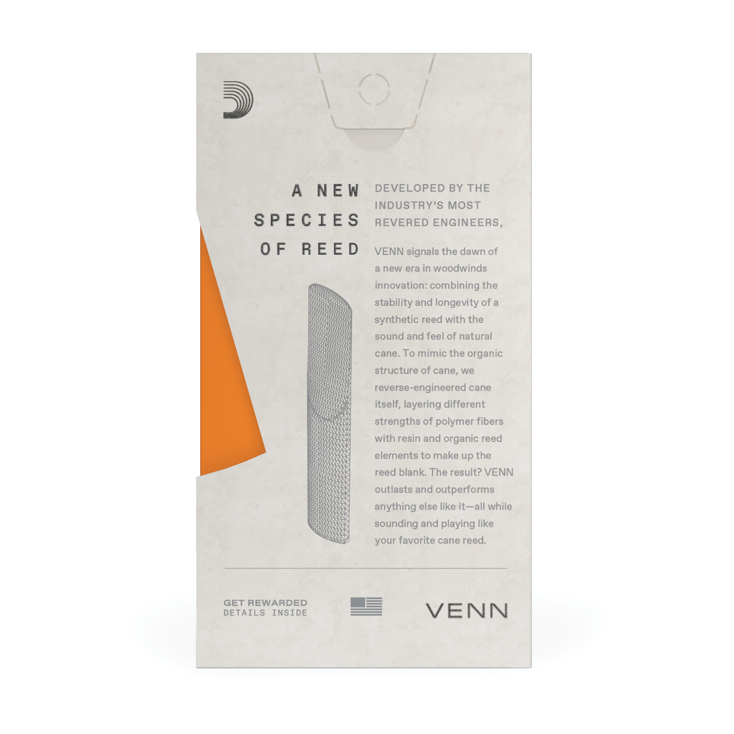 D'Addario VENN Tenor Saxophone Reed, G2, Strength 2.0, 1-Pack