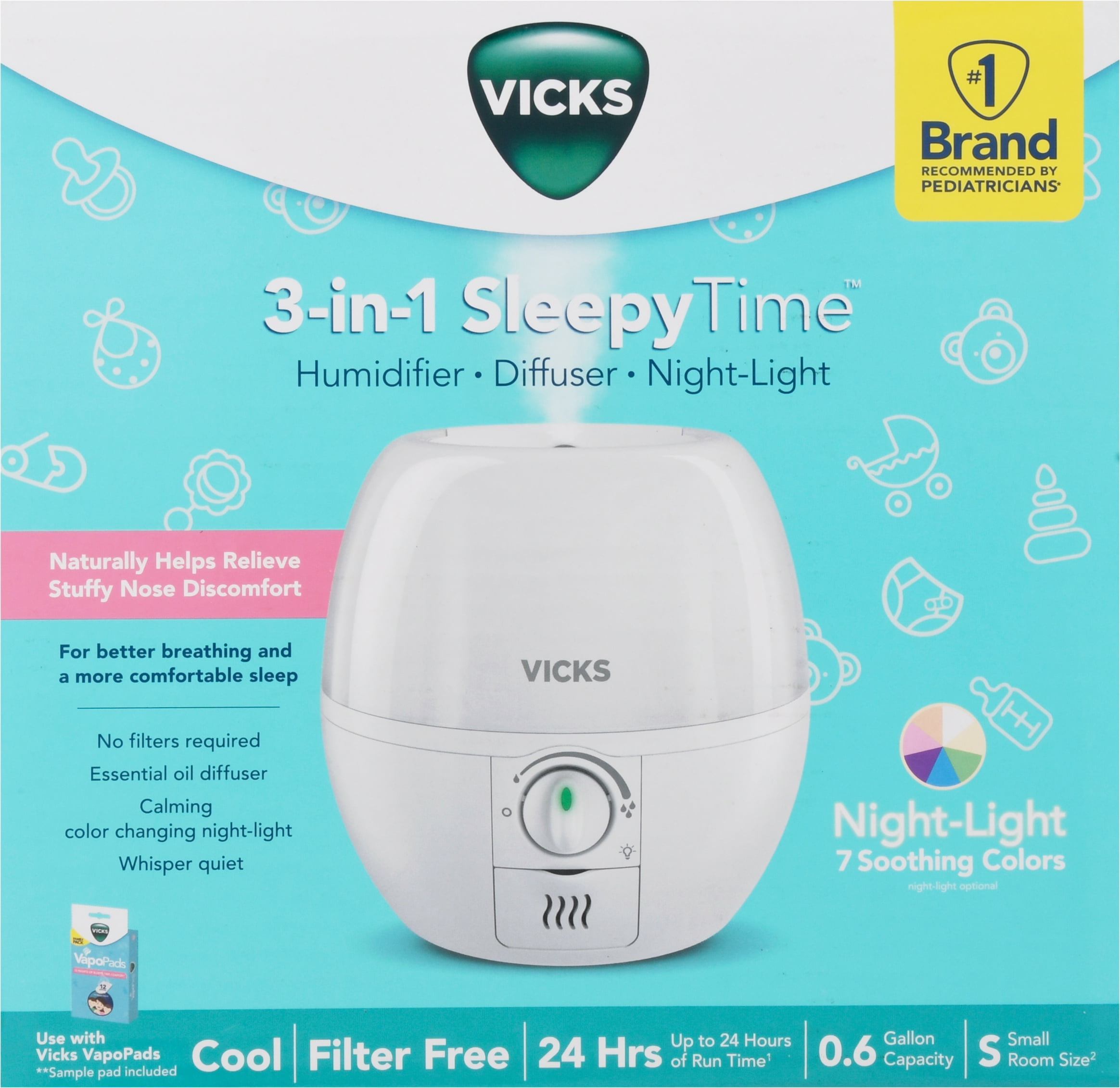 Vicks 3in1 Sleepy Time Ultrasonic Humidifier & Diffuser